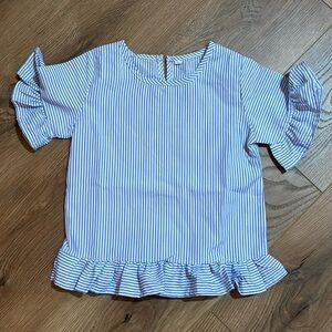 Blue and white striped ruffle blouse 5t